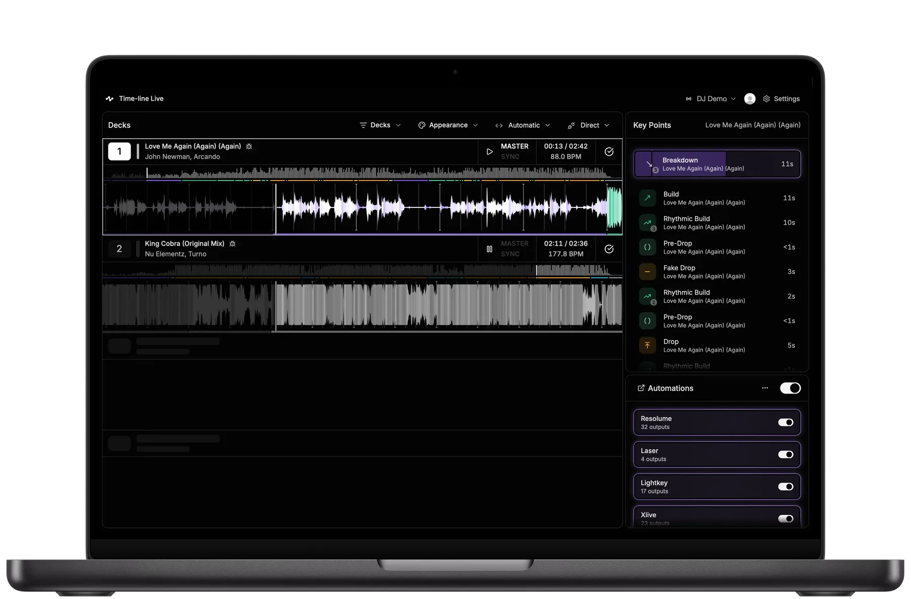 Time-line Live home screen