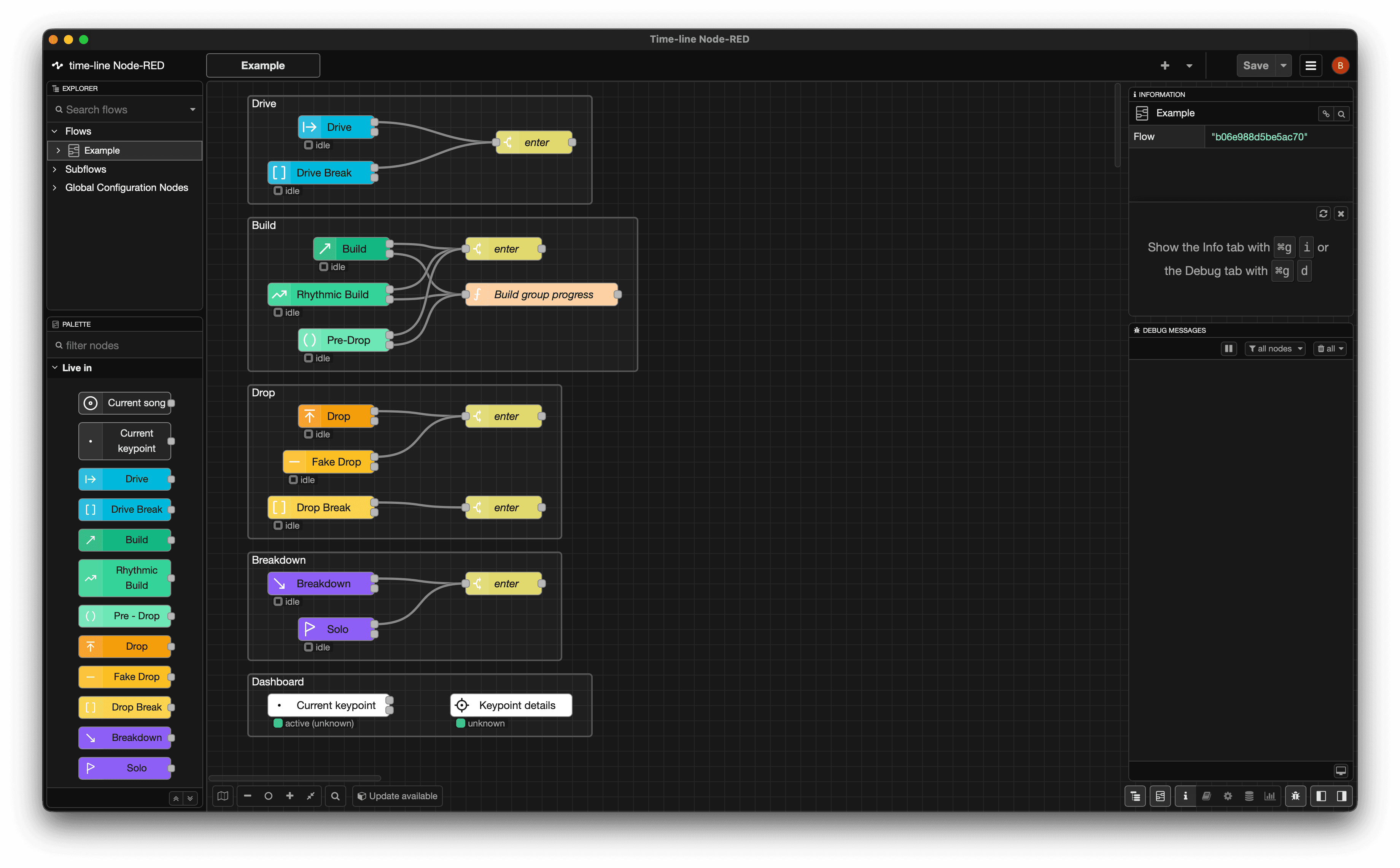 Time-line Node-RED editor